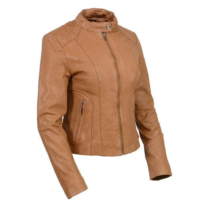 Milwaukee Leather Vintage SFL2814 Women's Cognac Leather Moto Style Fashion Jacket