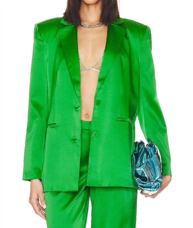 Motlee Silk Blazer In Kelly Green