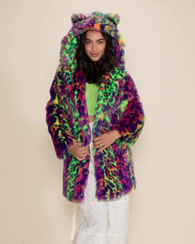 Neon Disco Kitty Classic Faux Fur Coat | Women's