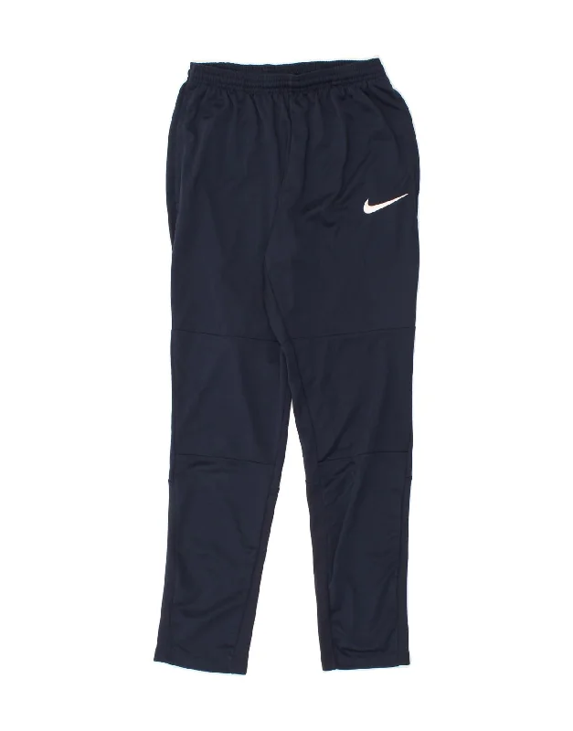 NIKE Womens Dri Fit Tracksuit Trousers UK 10 Small Navy Blue Polyester