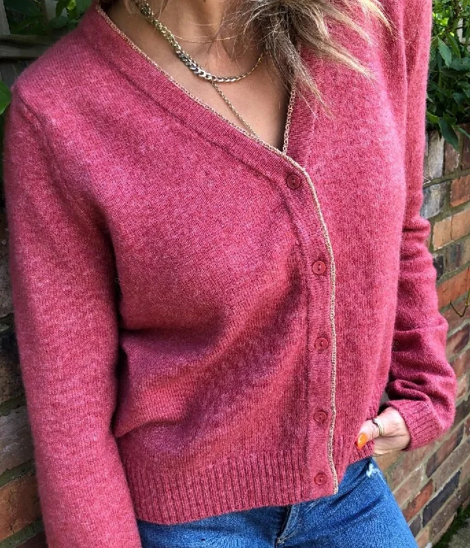 Pink Metallic Edge Cardigan