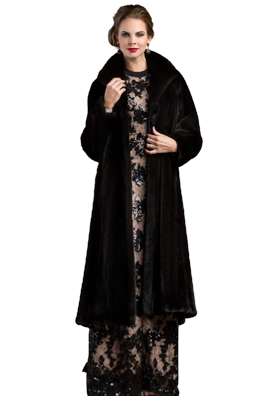 Natural Mink Fur Coat - Wing Collar - Straight Sleeve