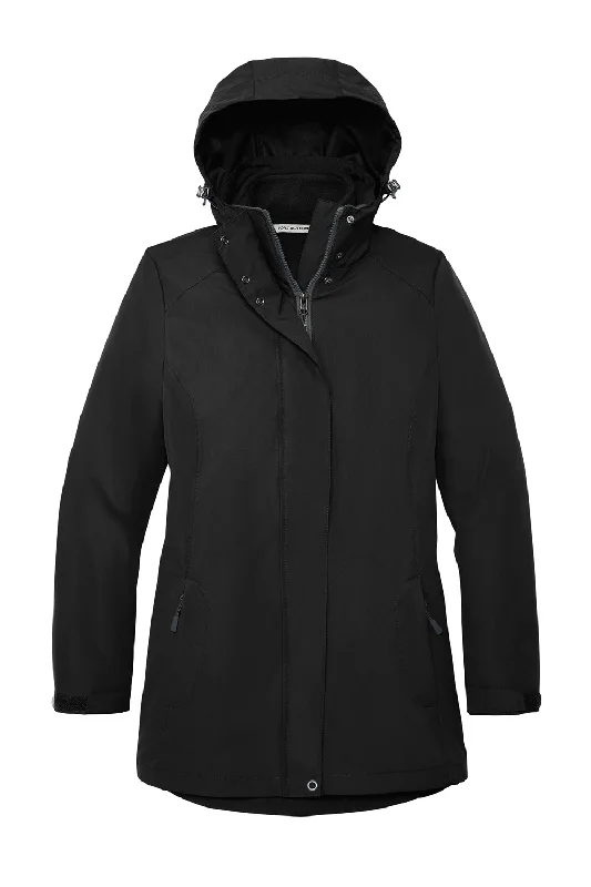 Port Authority Womens All Weather 3-in-1 Water Resistant Full Zip Hooded Jacket - Black