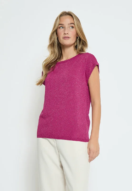 PCRemi Knit Top - Fuhsia Red Metallic