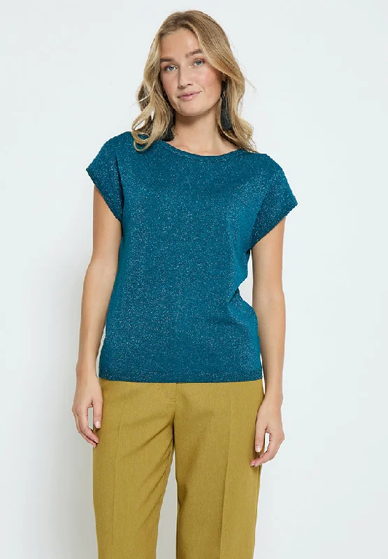 PCRemi Knit Top - Ocean Depths Mettalic