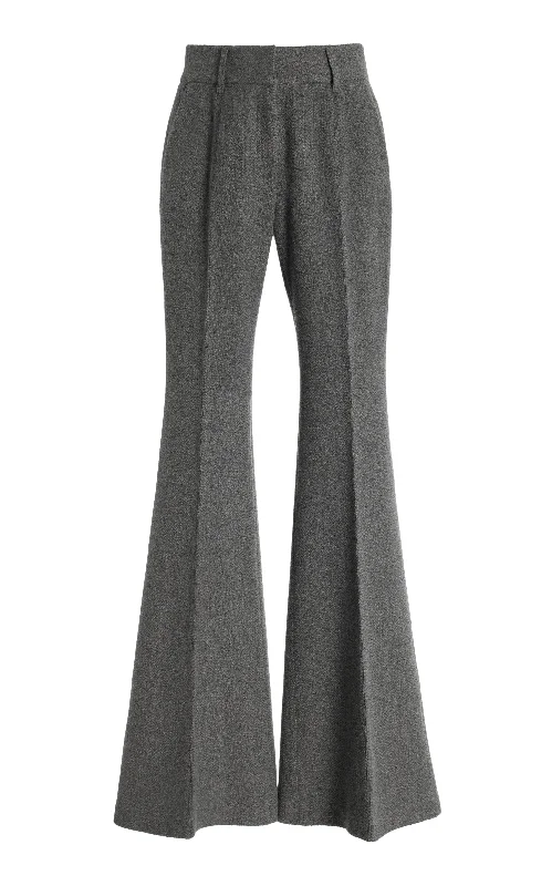 Rhein Pant in Dark Grey Multi Cashmere Virgin Wool Herringbone