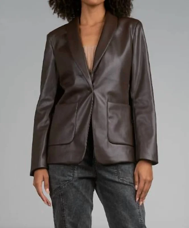 Roben Leather Blazer in Mocha