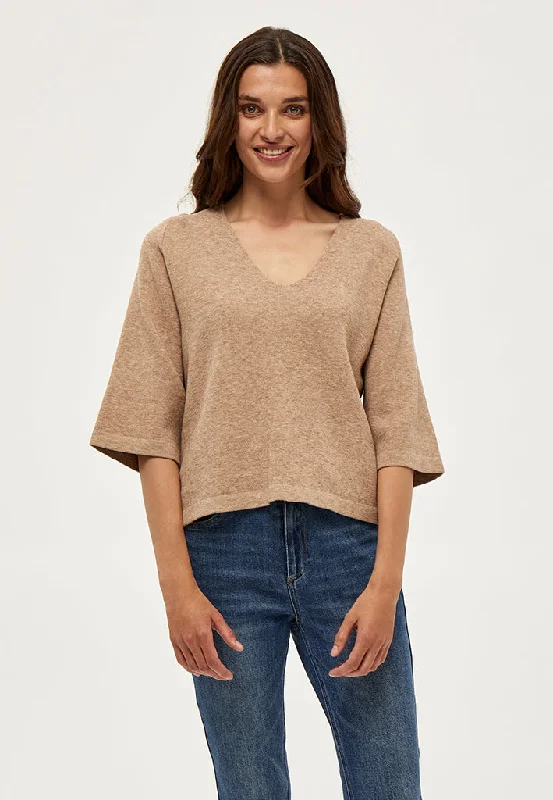 PCRosalia Knit Pullover - Warm Sand Melange