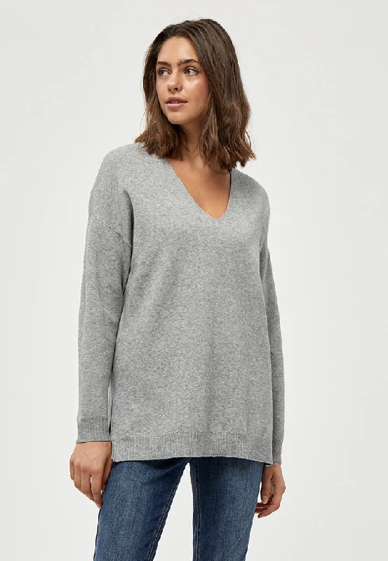 PCRosalia Knit Pullover - LIGHT GREY MEL.