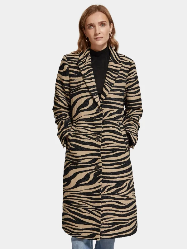 Single-breasted printed coat