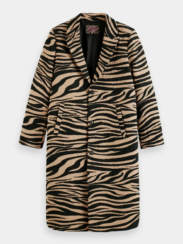 Single-breasted printed coat