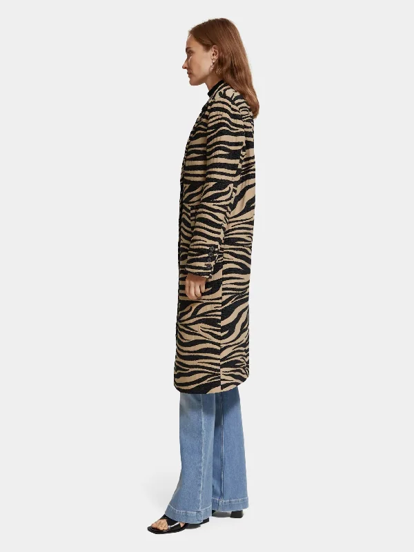 Single-breasted printed coat