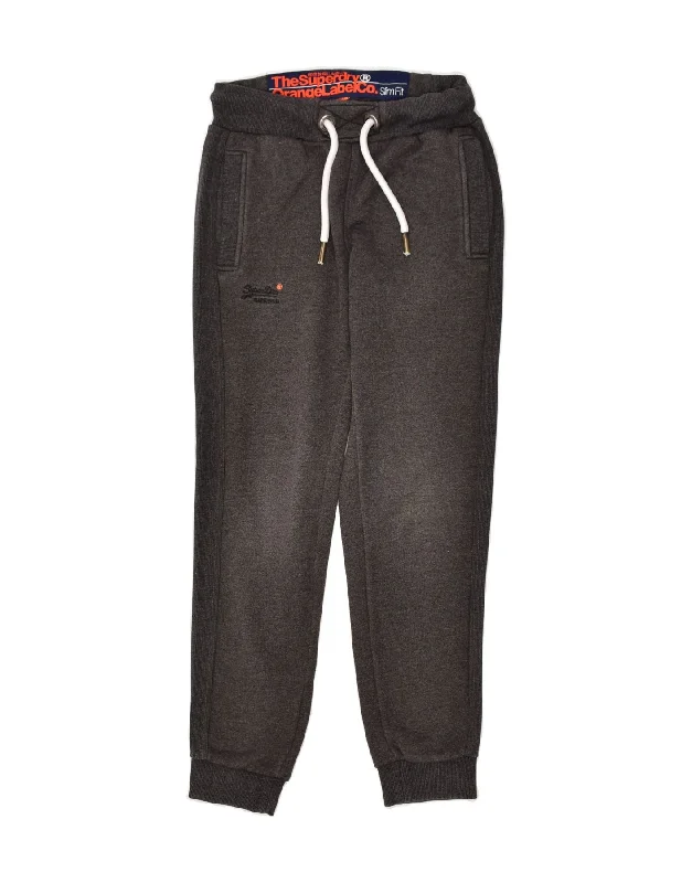 SUPERDRY Womens Slim Fit Tracksuit Trousers Joggers UK 6 XS Grey Cotton