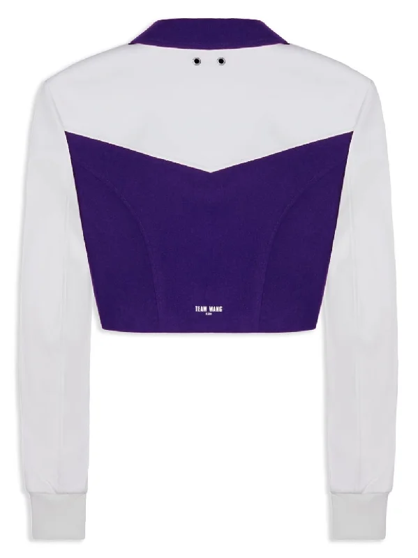 TEAM WANG X CHUANG ASIA Women Pointed Flat-collar Cropped Baseball Jacket