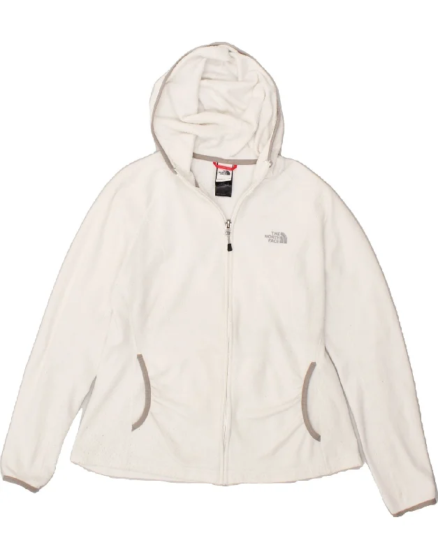 THE NORTH FACE Womens Hooded Fleece Jacket UK 16 Large White Polyester