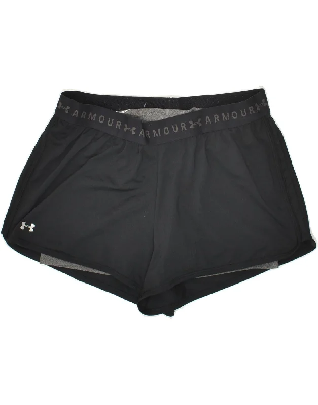 UNDER ARMOUR Womens Heat Gear Sport Shorts UK 14 Medium Black