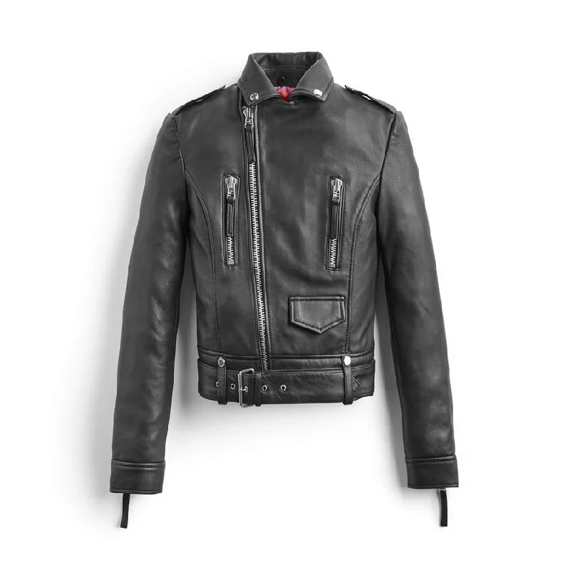 Women's Black Cow Leather Biker Jacket