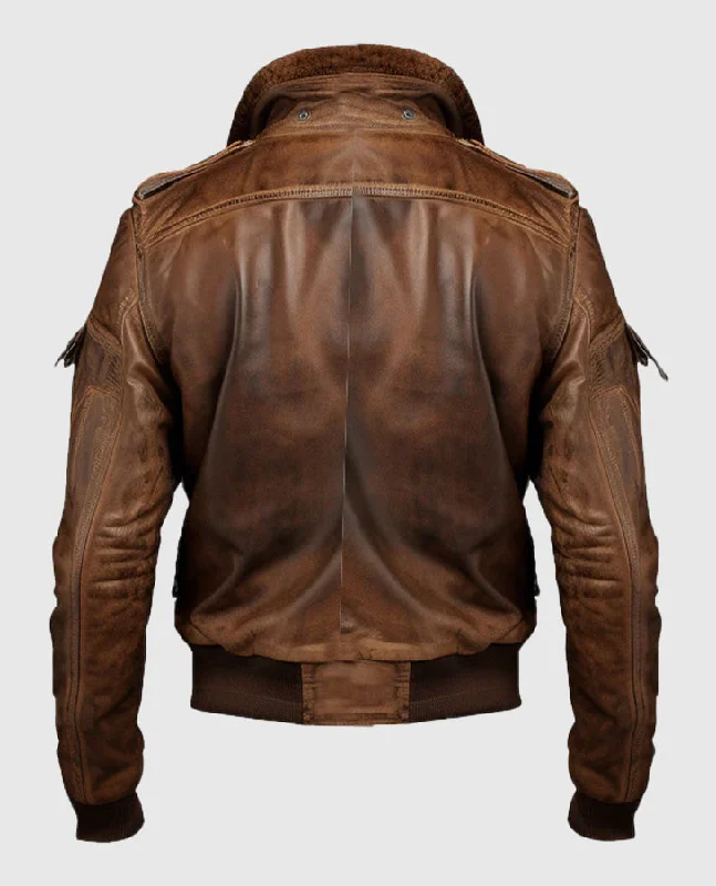 Women's Vintage Brown Bomber Leather Jacket