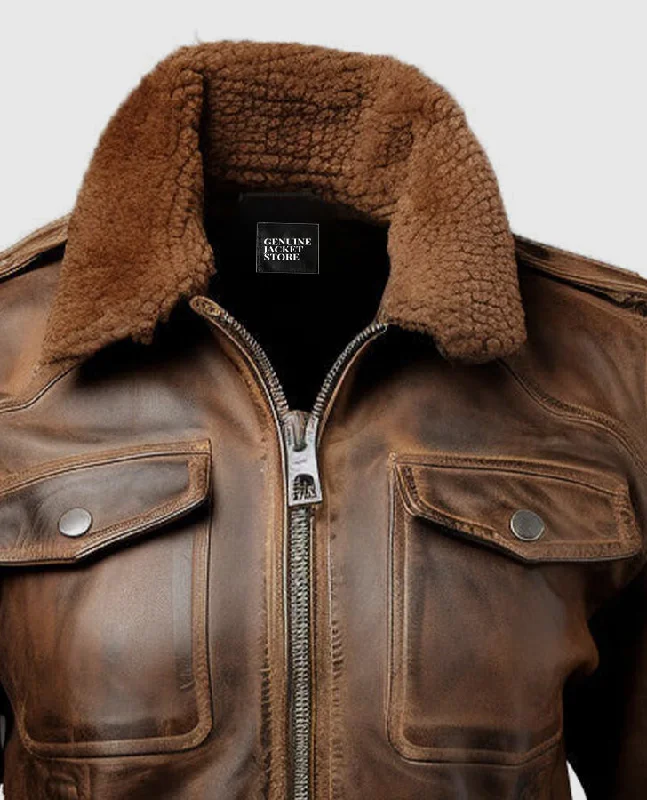 Women's Vintage Brown Bomber Leather Jacket