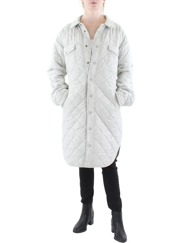 Womens Wool Blend Long Quilted Coat