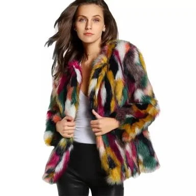 XS-4XL  Autumn Winter New Color Fur Coat Female Round Neck Long Sleeve Keep Warm Imitation Fur Coats Women Fashion