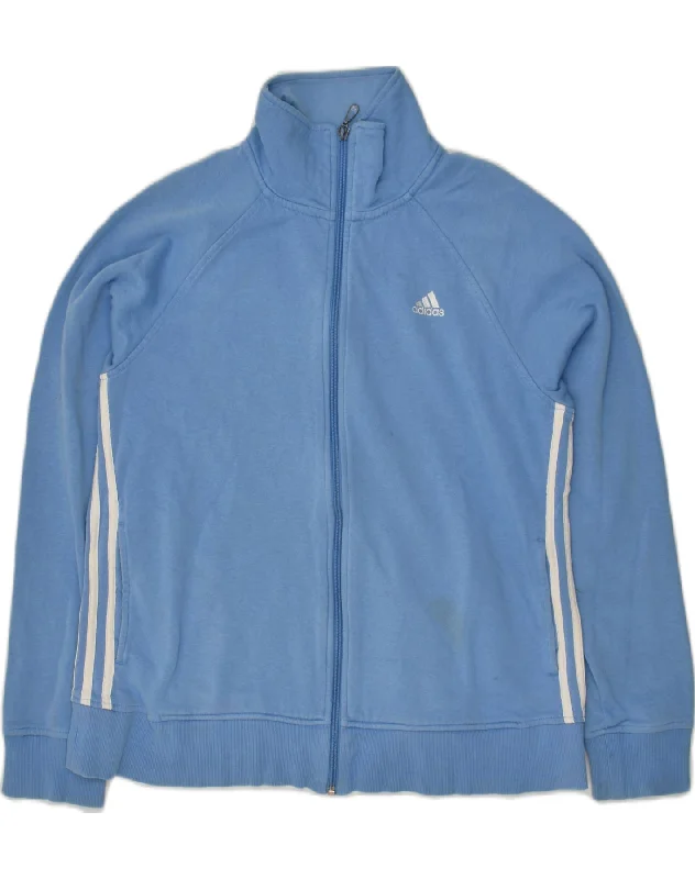 ADIDAS Womens Tracksuit Top Jacket UK 18 XL Blue Cotton