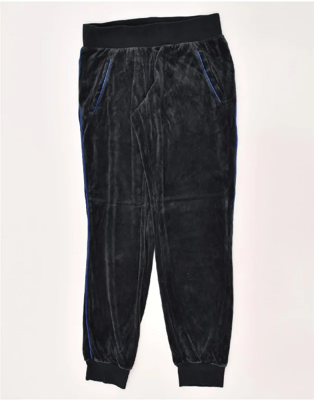 ADIDAS Womens Velour Tracksuit Trousers Joggers UK 8 Small Navy Blue