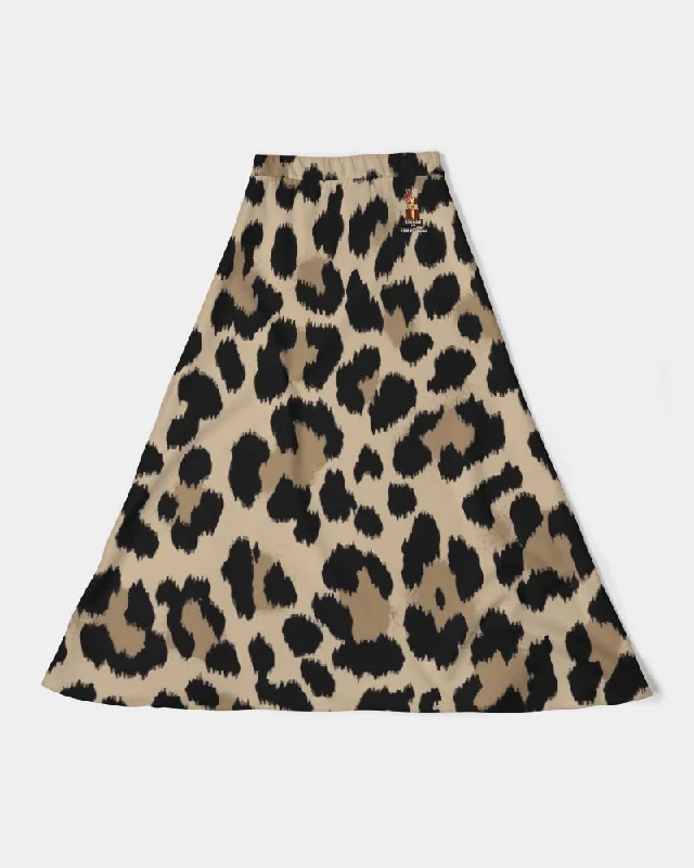 AKH Leopard Women's A-Line Midi Skirt