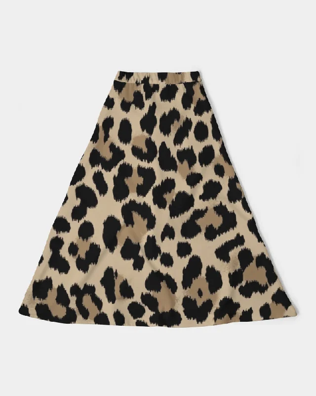 AKH Leopard Women's A-Line Midi Skirt