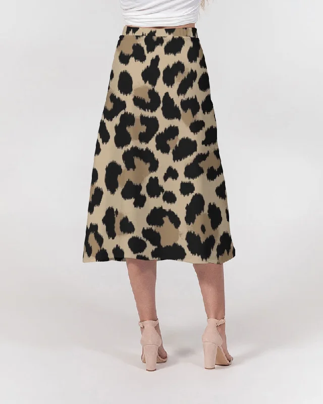 AKH Leopard Women's A-Line Midi Skirt