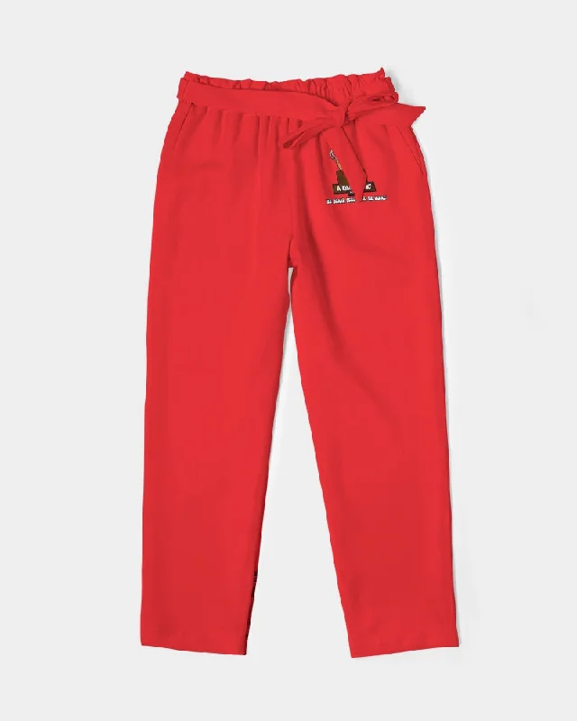 AKH Red Women's Belted Tapered Pants