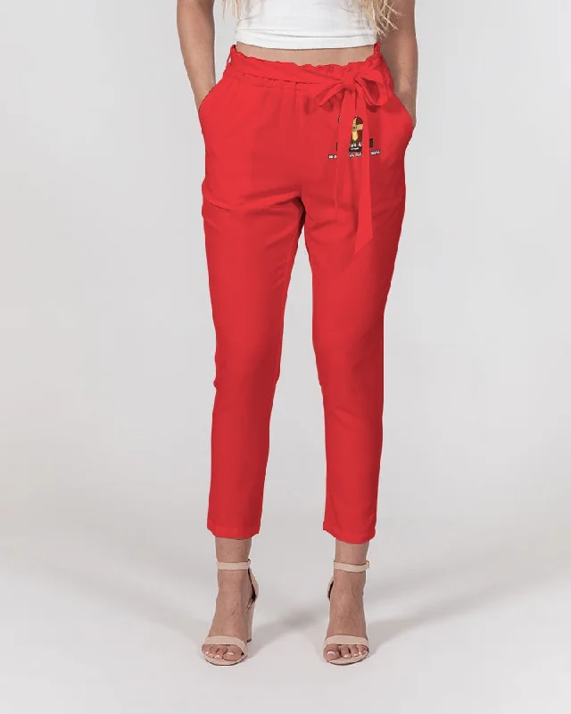 AKH Red Women's Belted Tapered Pants