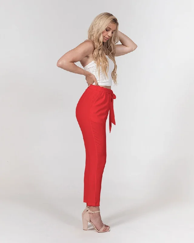 AKH Red Women's Belted Tapered Pants