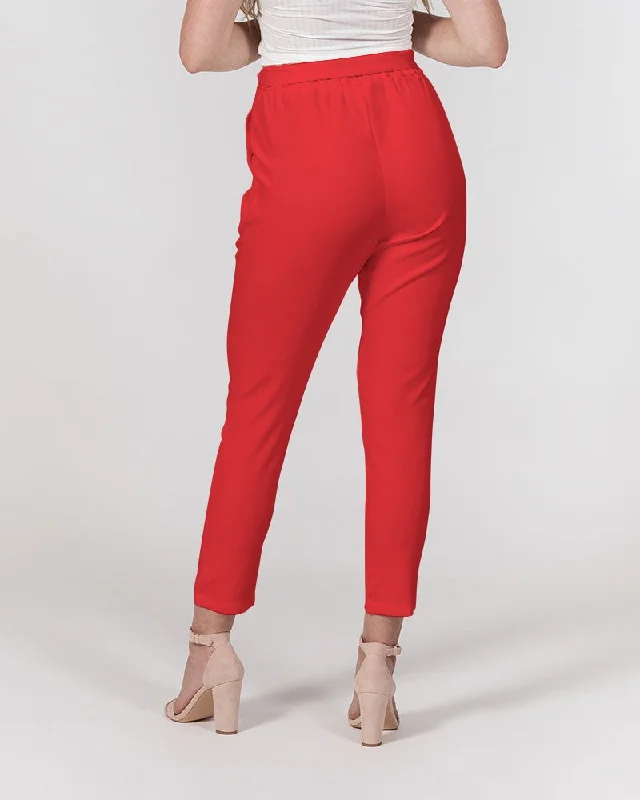 AKH Red Women's Belted Tapered Pants