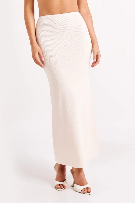 Avani Mid Rise Knit Maxi Skirt - Ivory