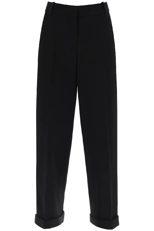 Balmain cuffed wool crepe trousers BF0PM010WB86 NOIR