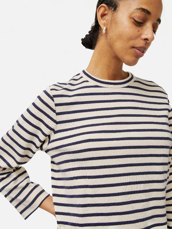 Cotton Stripe Sweatshirt | Navy