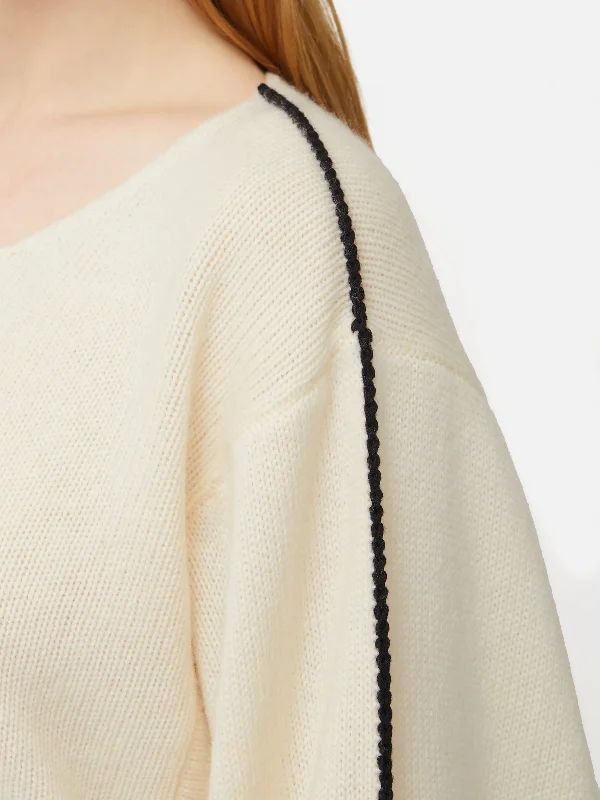 Crochet Trim Kimono Jumper | Cream