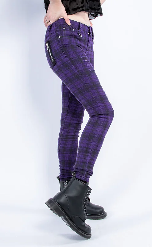 Move On Up Tartan Jeans | Purple