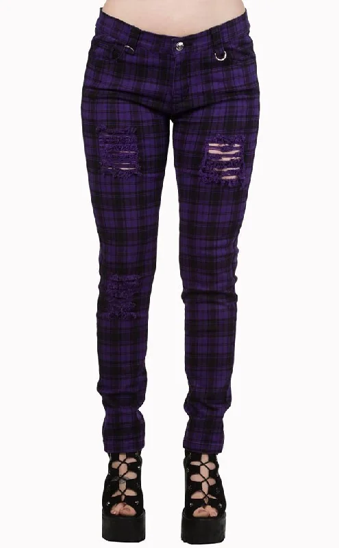 Move On Up Tartan Jeans | Purple