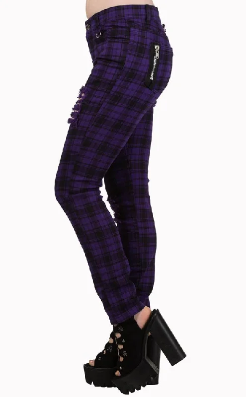 Move On Up Tartan Jeans | Purple