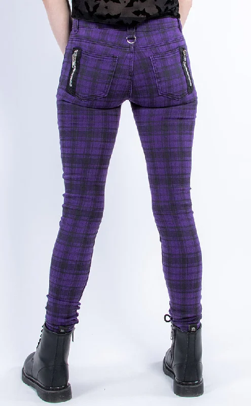 Move On Up Tartan Jeans | Purple