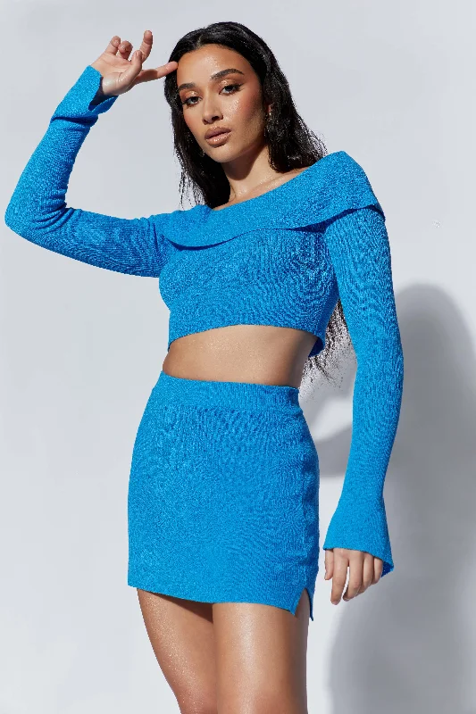 Esme Knit Mini Skirt - Azure Blue