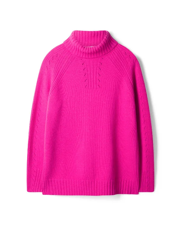 Hailie Lambswool Funnel Neck Jumper - Magenta Pink