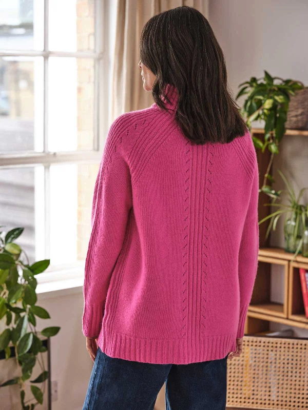 Hailie Lambswool Funnel Neck Jumper - Magenta Pink