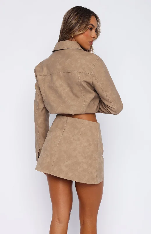 Hold Tight PU Mini Skirt Camel