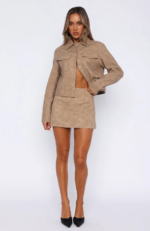 Hold Tight PU Mini Skirt Camel