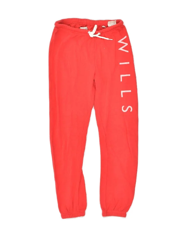 JACK WILLS Womens Graphic Tracksuit Trousers Joggers UK 8 Small  Red