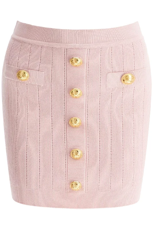 knitted mini skirt with embossed buttons DF1LB290KB07 LIGHT PINK