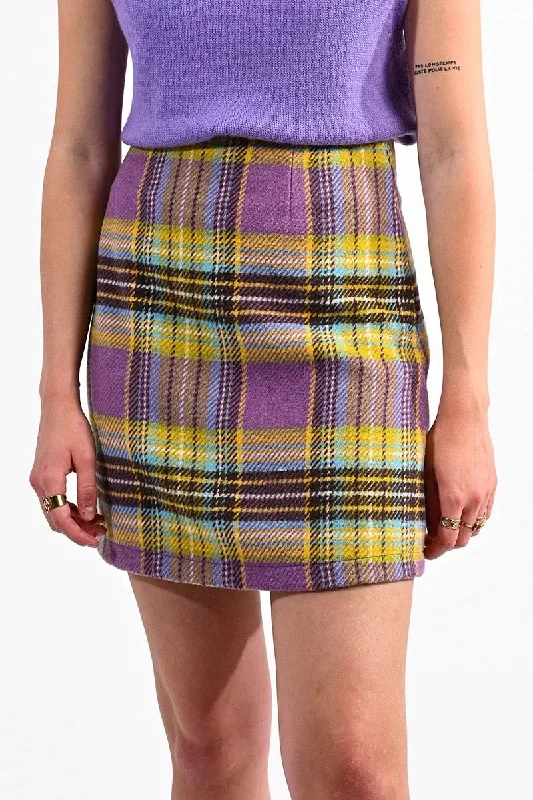 Mauve Plaid Mini Skirt